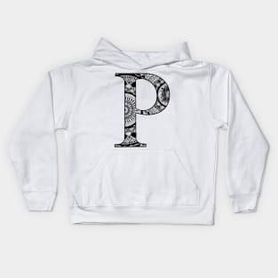 Mandala Letter Capital P Kids Hoodie